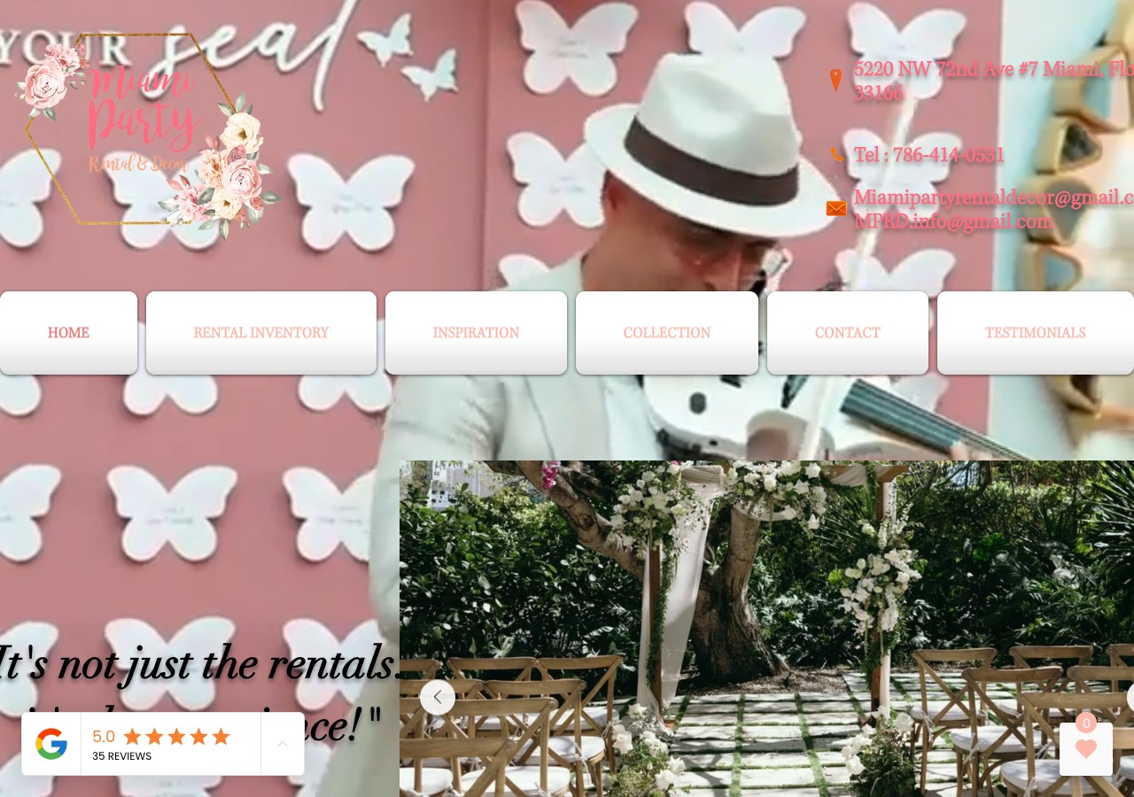 Before - your current Miami Party Rental website